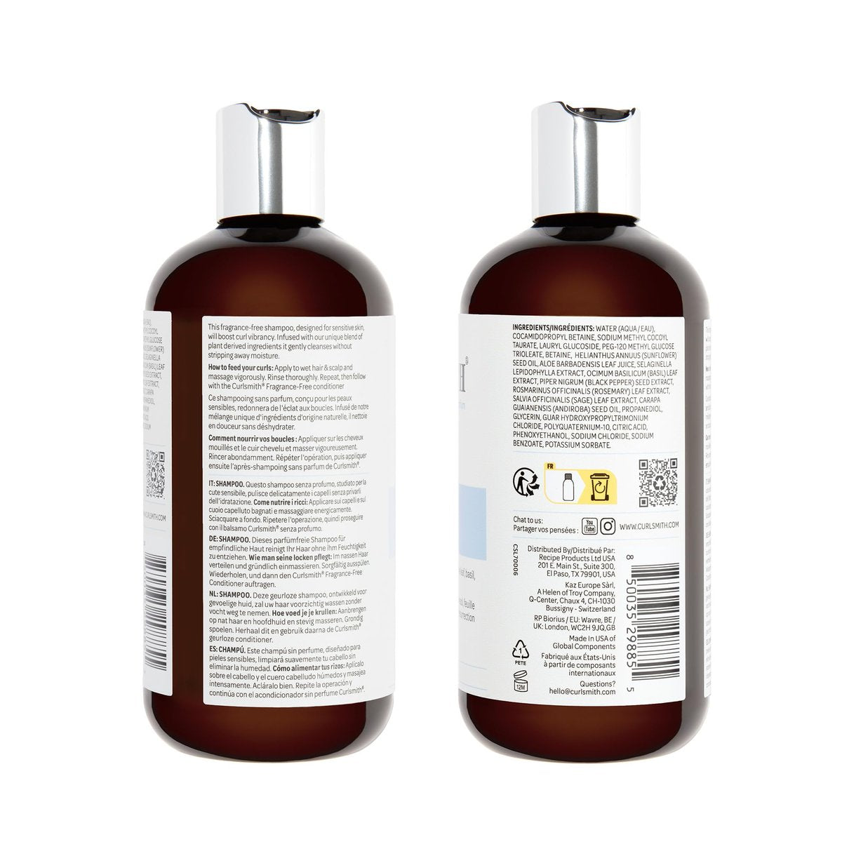 CURLSMITH Fragrance-Free Shampoo - Gently Cleanses Hair, Leaves Curls Feeling Silky and Moisturized (12 oz) Avelisse