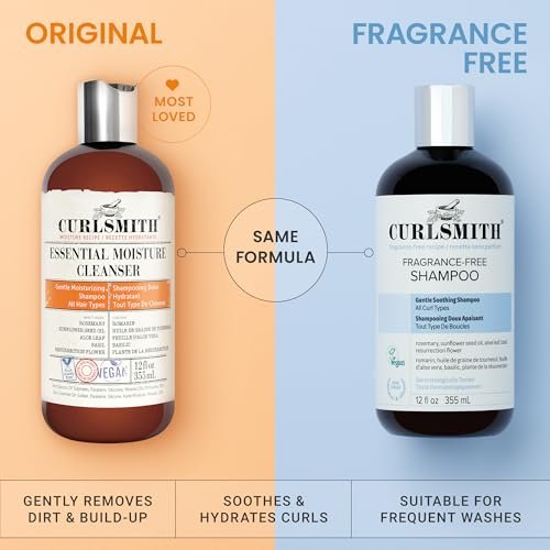 CURLSMITH Fragrance-Free Shampoo - Gently Cleanses Hair, Leaves Curls Feeling Silky and Moisturized (12 oz) Avelisse