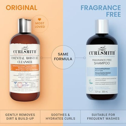 CURLSMITH Fragrance-Free Shampoo - Gently Cleanses Hair, Leaves Curls Feeling Silky and Moisturized (12 oz) Avelisse