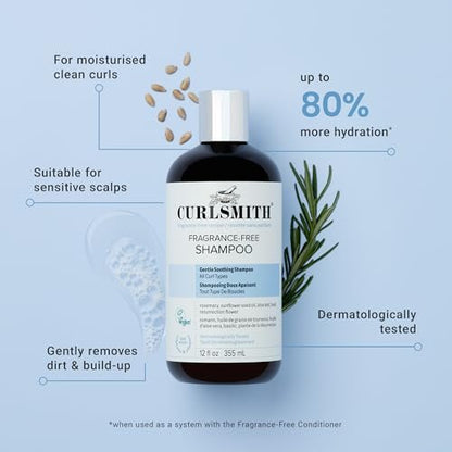 CURLSMITH Fragrance-Free Shampoo - Gently Cleanses Hair, Leaves Curls Feeling Silky and Moisturized (12 oz) Avelisse