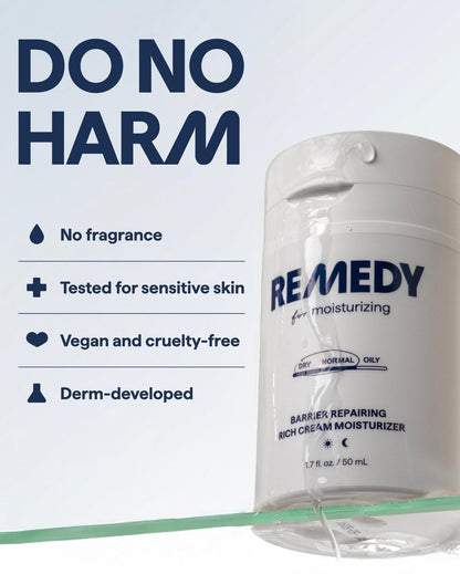 Remedy for Rich Moisture | Barrier Repairing Rich Cream Moisturizer for Normal to Dry Skin | Quadruple Ceramide Complex, Peptides, Squalane, Glycerin | By Dermatologist Dr. Shah, 1.7 fl. oz