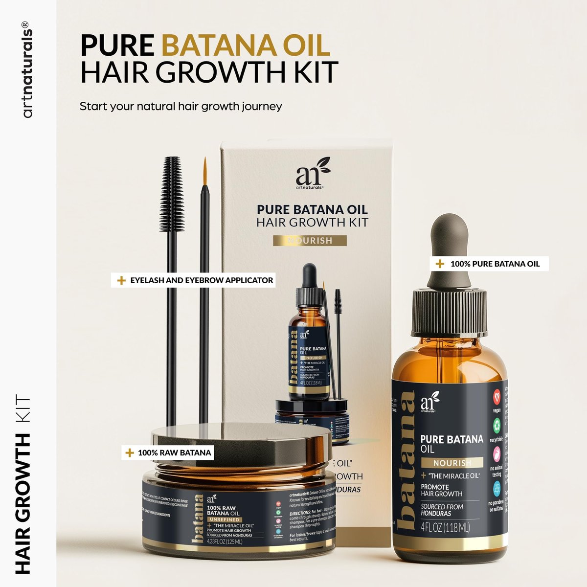 Batana Oil for Hair Growth – 4-Piece Set: Raw Batana Oil 4oz + 4.2oz Paste, Lash Wand & Brow Brush – Organic Dr. Sebi Inspired Products from Honduras – 100% Unrefined Miracle for Scalp, Edges & Eyebrows - görsel 4