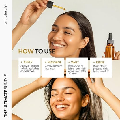 Batana Oil for Hair Growth – 4-Piece Set: Raw Batana Oil 4oz + 4.2oz Paste, Lash Wand & Brow Brush – Organic Dr. Sebi Inspired Products from Honduras – 100% Unrefined Miracle for Scalp, Edges & Eyebrows