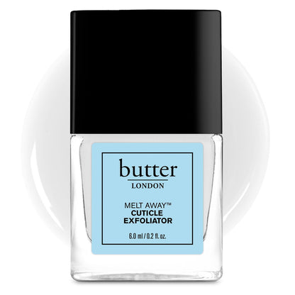 butter LONDON Cuticle Remover Liquid, Melt Away – Gentle Cuticle Softener Oil Exfoliator for Dry & Overgrown Skin, Nail Care for Home Manicure & Pedicure, 6ml (0.2 Fl Oz)