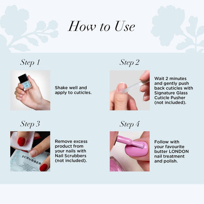 butter LONDON Cuticle Remover Liquid, Melt Away – Gentle Cuticle Softener Oil Exfoliator for Dry & Overgrown Skin, Nail Care for Home Manicure & Pedicure, 6ml (0.2 Fl Oz)