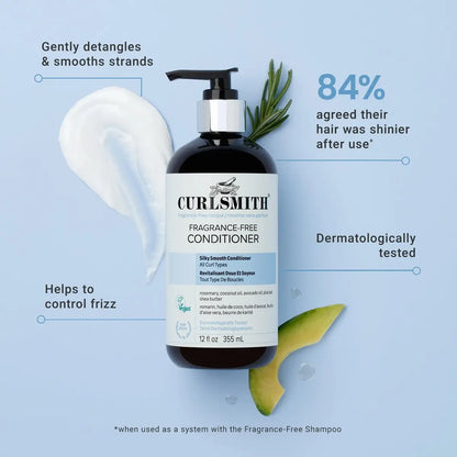 CURLSMITH Fragrance-Free Conditioner - Gently Detangles, Softens and Smooths Hair for Silky Curls (12 oz) Avelisse