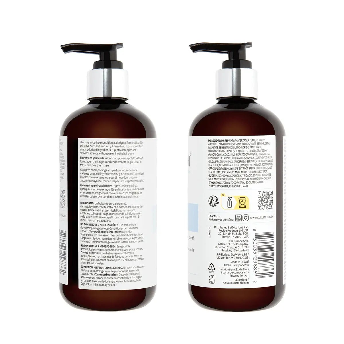 CURLSMITH Fragrance-Free Conditioner - Gently Detangles, Softens and Smooths Hair for Silky Curls (12 oz) Avelisse