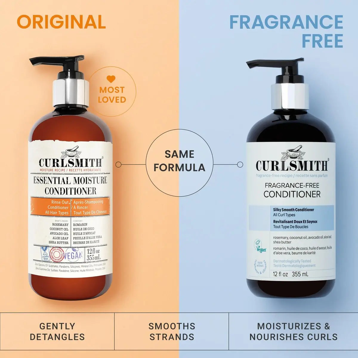 CURLSMITH Fragrance-Free Conditioner - Gently Detangles, Softens and Smooths Hair for Silky Curls (12 oz) Avelisse