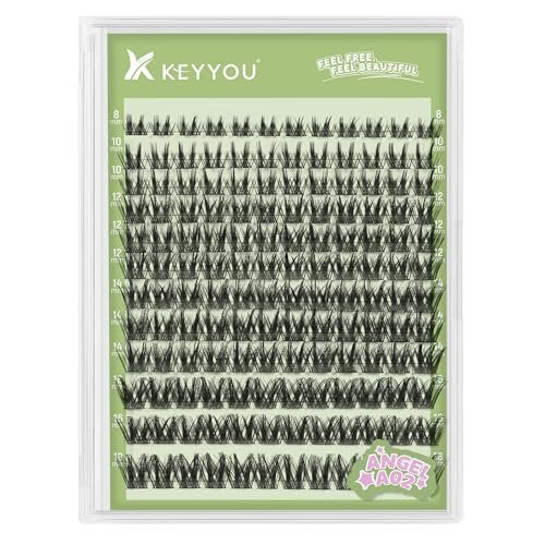 KEYYOU LASH 144Pcs D Curl Angel Eyelash Extension Clusters - Thick Wispy Natural Band Lash for DIY Home Use (Angel A02-D-8-18MIX) - görsel 2