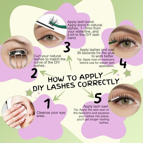 KEYYOU LASH 144Pcs D Curl Angel Eyelash Extension Clusters - Thick Wispy Natural Band Lash for DIY Home Use (Angel A02-D-8-18MIX) - görsel 12