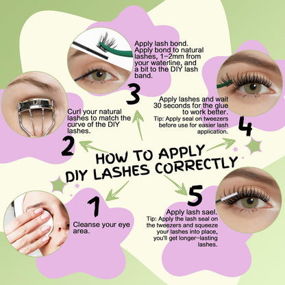 KEYYOU LASH 144Pcs D Curl Angel Eyelash Extension Clusters - Thick Wispy Natural Band Lash for DIY Home Use (Angel A02-D-8-18MIX)