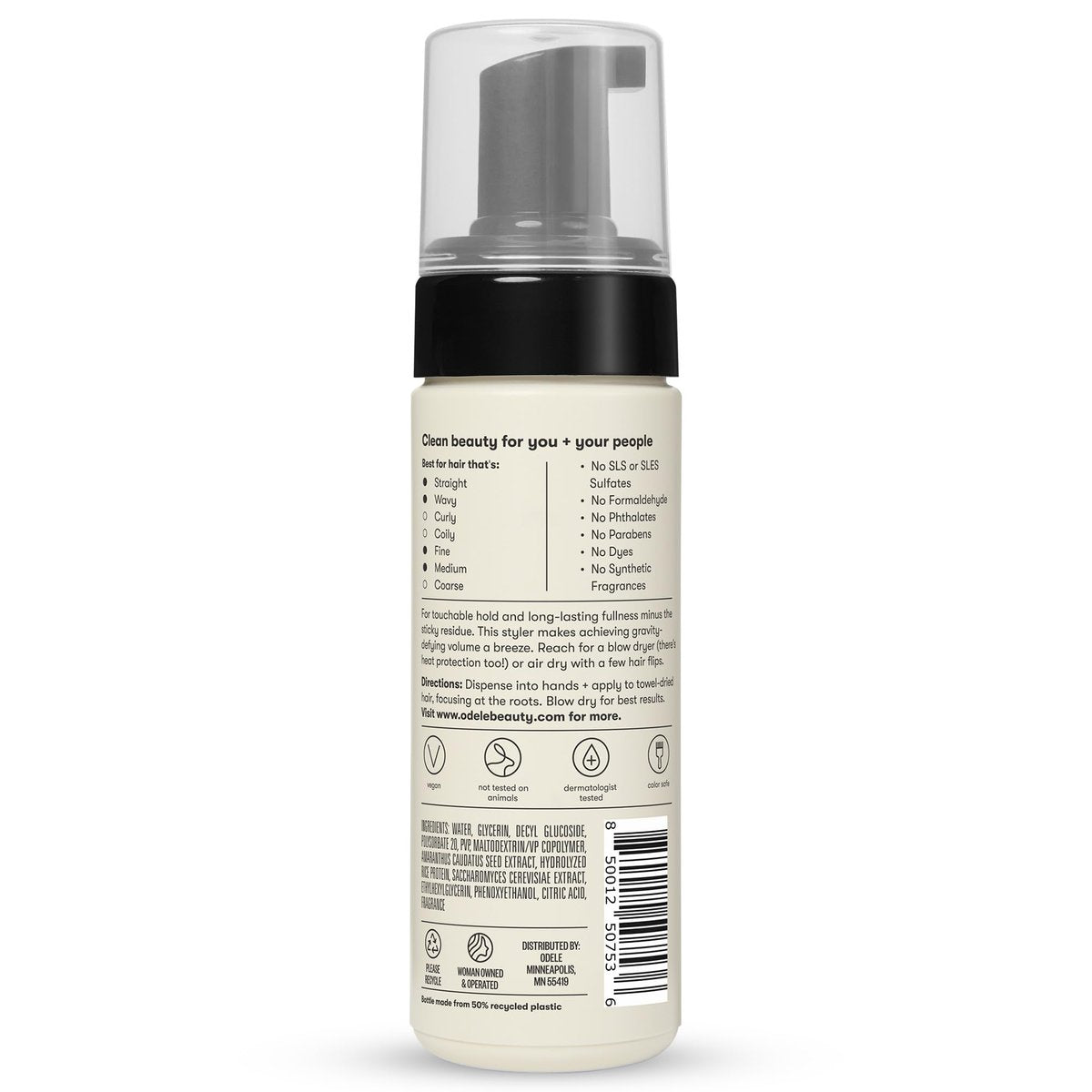 Odele Volumizing Foam Hair Styler – Heat Protection & Added Lift for Straight to Wavy, Fine to Medium Hair – 5 Fl Oz Avelisse
