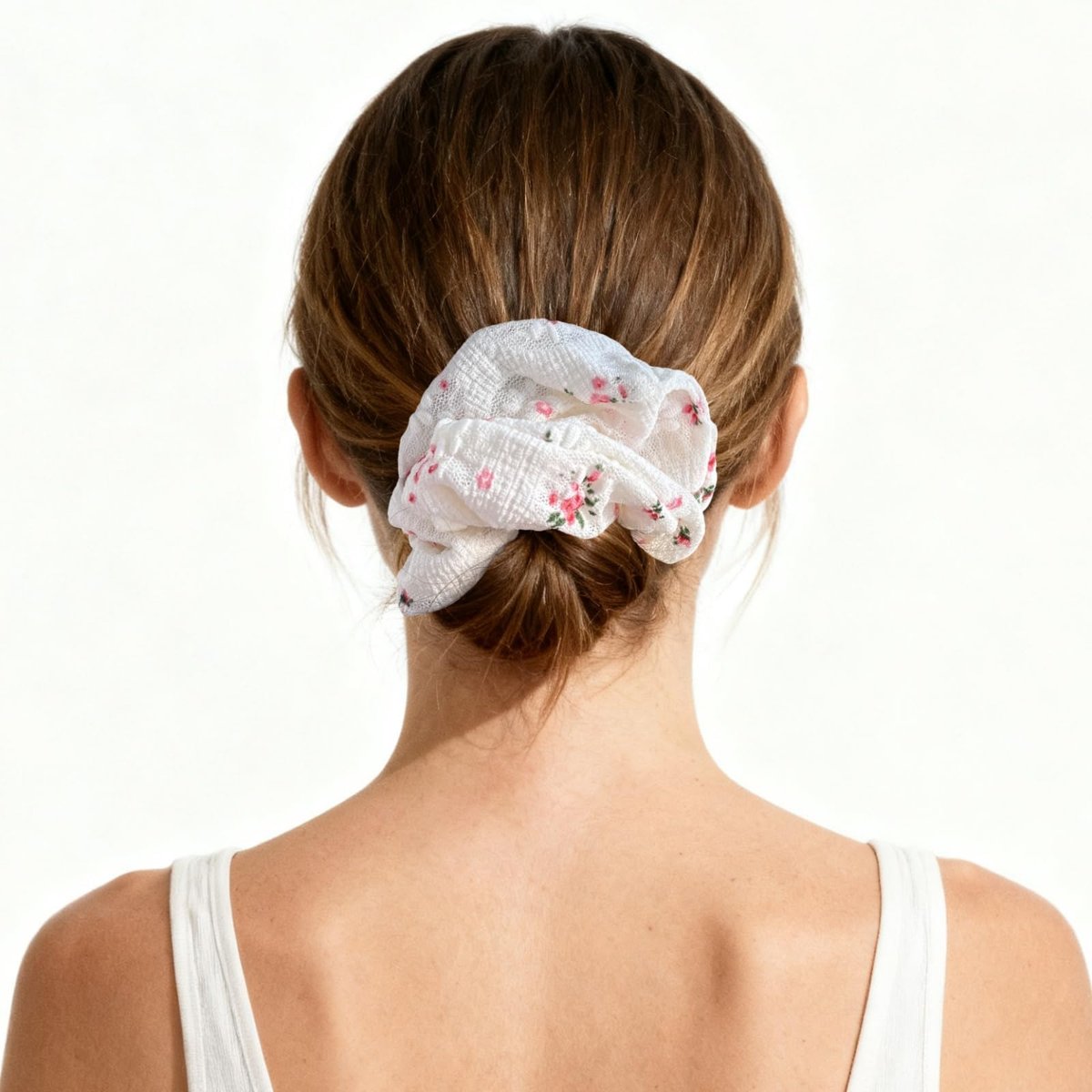 3 Pieces Floral Lace Scrunchies for Women - Blossom Hair Ties, Ponytail Holders, Hair Accessories Gift Set - görsel 9