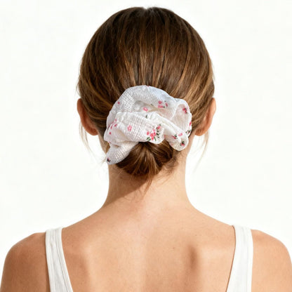 3 Pieces Floral Lace Scrunchies for Women - Blossom Hair Ties, Ponytail Holders, Hair Accessories Gift Set
