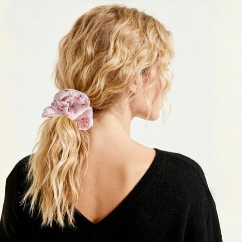 3 Pieces Floral Lace Scrunchies for Women - Blossom Hair Ties, Ponytail Holders, Hair Accessories Gift Set - görsel 8