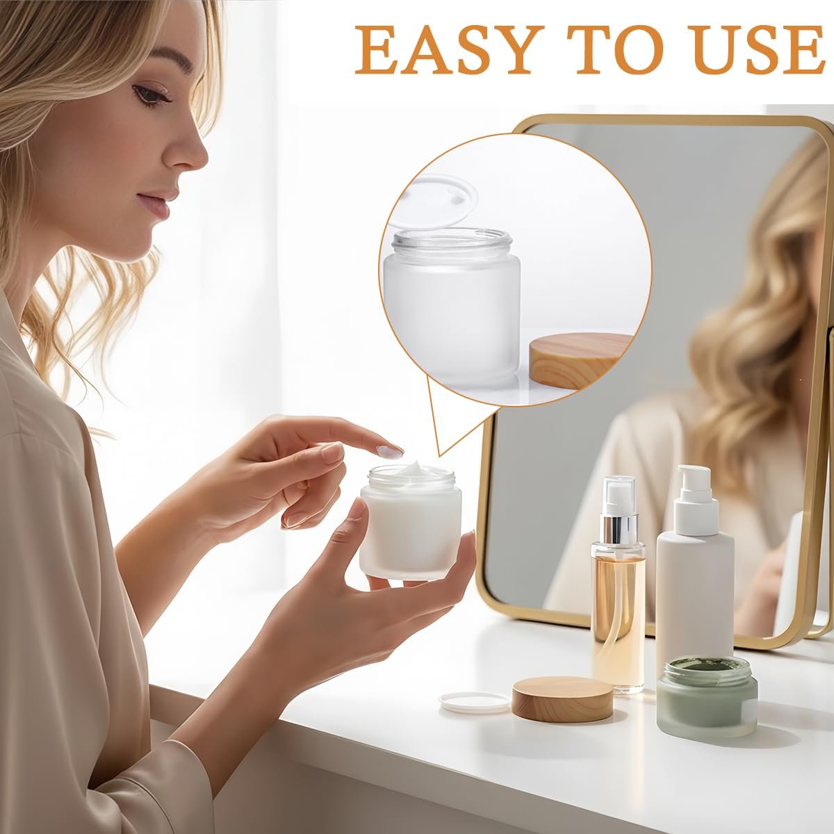 2-Pack 100ml / 3.4oz Empty White Frosted Glass Jars with Plastic Lids – Portable Cosmetic Containers for Creams, Lotions, Scrubs & DIY Storage - görsel 7