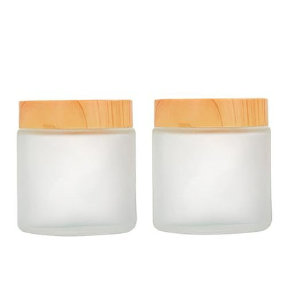 2-Pack 100ml / 3.4oz Empty White Frosted Glass Jars with Plastic Lids – Portable Cosmetic Containers for Creams, Lotions, Scrubs & DIY Storage