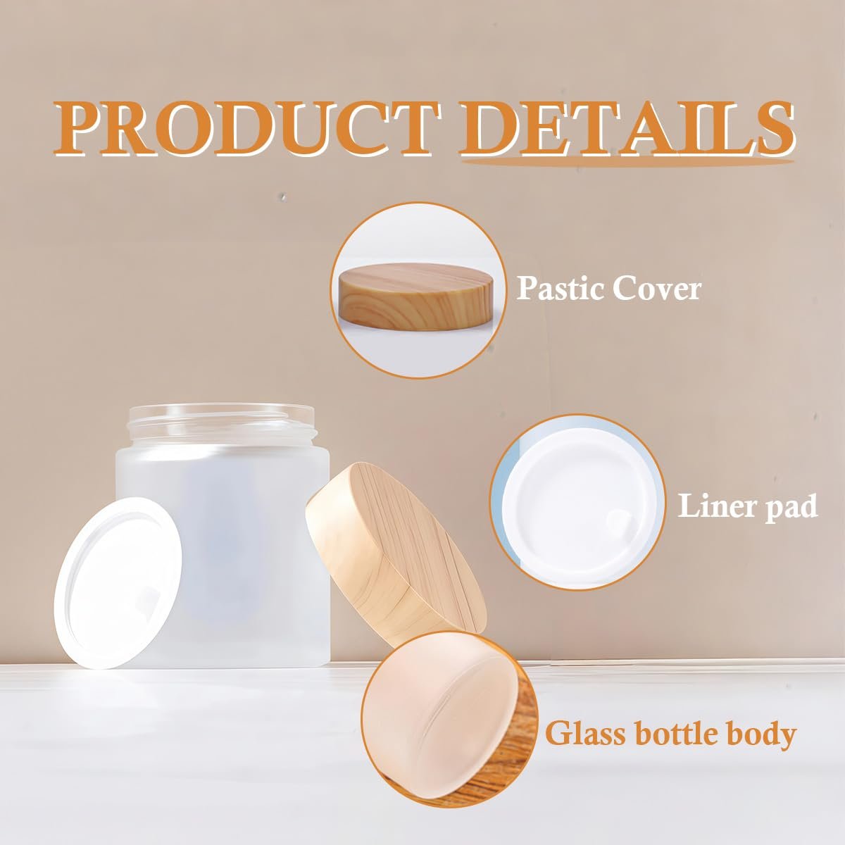 2-Pack 100ml / 3.4oz Empty White Frosted Glass Jars with Plastic Lids – Portable Cosmetic Containers for Creams, Lotions, Scrubs & DIY Storage - görsel 5