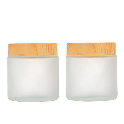 2-Pack 100ml / 3.4oz Empty White Frosted Glass Jars with Plastic Lids – Portable Cosmetic Containers for Creams, Lotions, Scrubs & DIY Storage