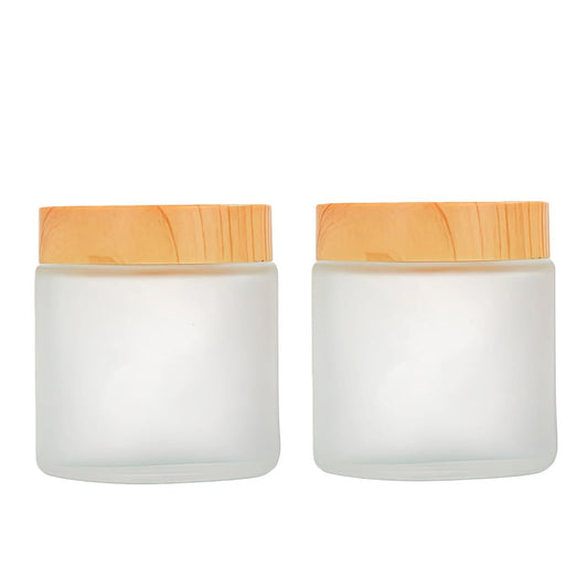2-Pack 100ml / 3.4oz Empty White Frosted Glass Jars with Plastic Lids – Portable Cosmetic Containers for Creams, Lotions, Scrubs & DIY Storage
