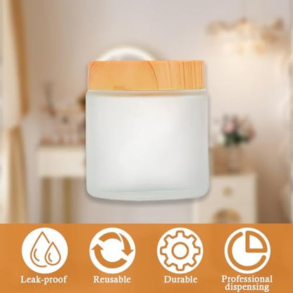 2-Pack 100ml / 3.4oz Empty White Frosted Glass Jars with Plastic Lids – Portable Cosmetic Containers for Creams, Lotions, Scrubs & DIY Storage
