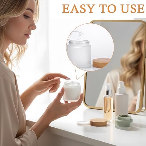 2-Pack 100ml / 3.4oz Empty White Frosted Glass Jars with Plastic Lids – Portable Cosmetic Containers for Creams, Lotions, Scrubs & DIY Storage - görsel 8