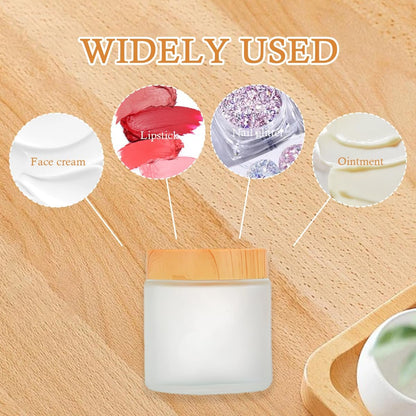 2-Pack 100ml / 3.4oz Empty White Frosted Glass Jars with Plastic Lids – Portable Cosmetic Containers for Creams, Lotions, Scrubs & DIY Storage
