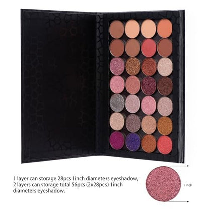 Allwon 2-Layer Book Shaped Magnetic Palette - Large Empty Makeup Storage Box for Eyeshadow, Lipstick, Blush (Black) Avelisse