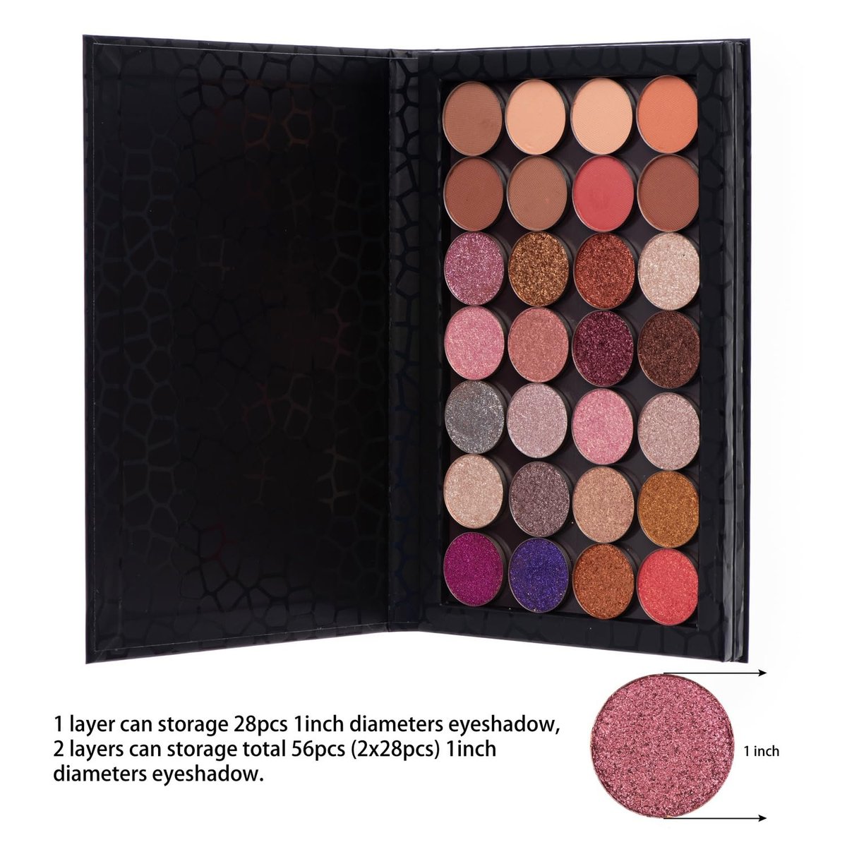 Allwon 2-Layer Book Shaped Magnetic Palette - Large Empty Makeup Storage Box for Eyeshadow, Lipstick, Blush (Black) Avelisse