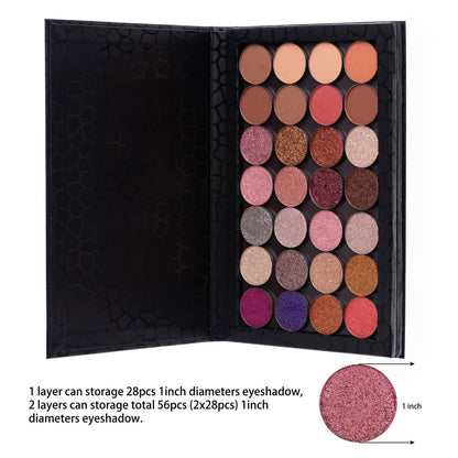 Allwon 2-Layer Book Shaped Magnetic Palette - Large Empty Makeup Storage Box for Eyeshadow, Lipstick, Blush (Black) Avelisse