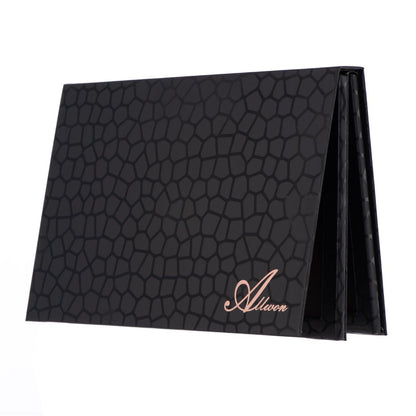 Allwon 2-Layer Book Shaped Magnetic Palette - Large Empty Makeup Storage Box for Eyeshadow, Lipstick, Blush (Black) Avelisse