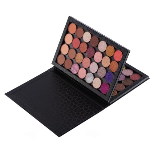 Allwon 2-Layer Book Shaped Magnetic Palette - Large Empty Makeup Storage Box for Eyeshadow, Lipstick, Blush (Black) Avelisse