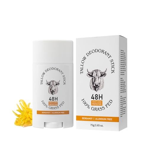 Grass-Fed Beef Tallow Deodorant Stick – 48-Hour Odor Control, Aluminum-Free, Bergamot Scented, Invisible Cream for Underarms & Private Parts - görsel 2