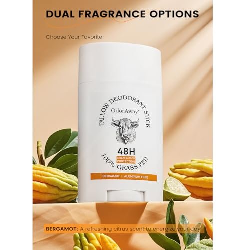 Grass-Fed Beef Tallow Deodorant Stick – 48-Hour Odor Control, Aluminum-Free, Bergamot Scented, Invisible Cream for Underarms & Private Parts - görsel 4