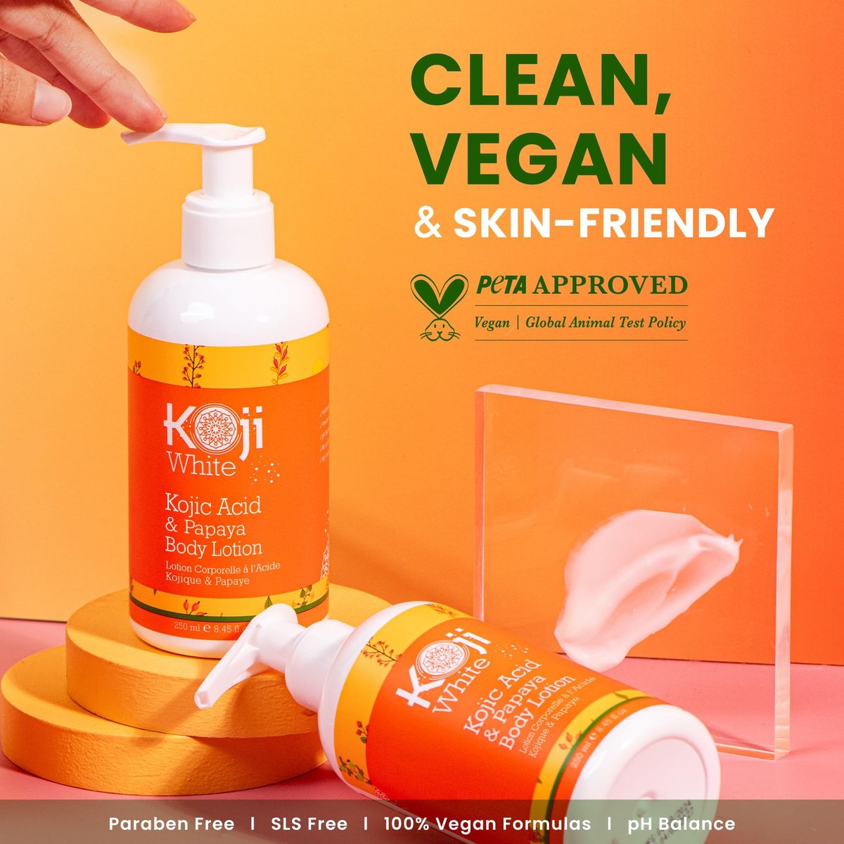 Koji White Kojic Acid & Papaya Body Lotion - Exfoliating, Hydrating Moisturizer for Sun-Damaged Skin, Vegan, Paraben-Free, 8.45 Fl Oz Avelisse