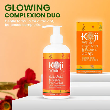 Koji White Kojic Acid & Papaya Body Lotion - Exfoliating, Hydrating Moisturizer for Sun-Damaged Skin, Vegan, Paraben-Free, 8.45 Fl Oz Avelisse