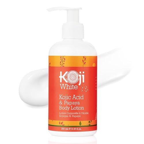 Koji White Kojic Acid & Papaya Body Lotion - Exfoliating, Hydrating Moisturizer for Sun-Damaged Skin, Vegan, Paraben-Free, 8.45 Fl Oz Avelisse