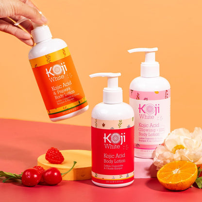 Koji White Kojic Acid & Papaya Body Lotion - Exfoliating, Hydrating Moisturizer for Sun-Damaged Skin, Vegan, Paraben-Free, 8.45 Fl Oz Avelisse
