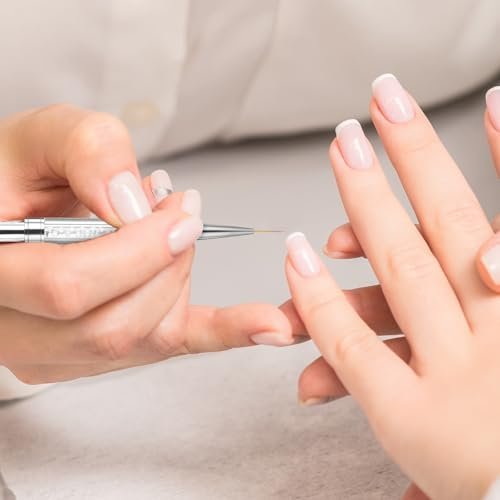 cobee 2 Pcs Double Ended French Tip Brush Hard Gel Nail Builder Gel Brush - Brush Liner for Design Professional Nail Art, White - görsel 12