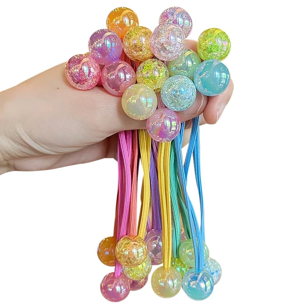 14 Pcs Double Ball Hair Ties Colorful Elastic Ponytail Holders - No Damage Hair Accessories for Women - görsel 1