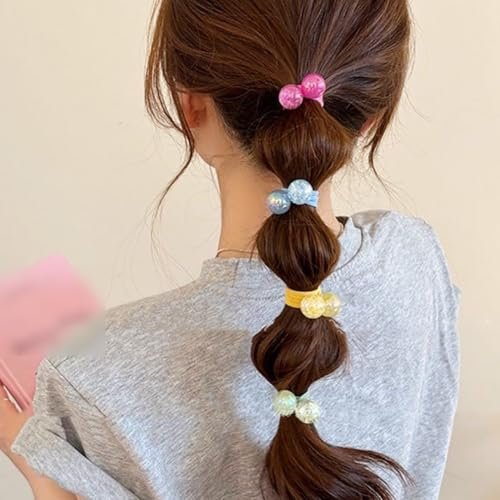 14 Pcs Double Ball Hair Ties Colorful Elastic Ponytail Holders - No Damage Hair Accessories for Women - görsel 6