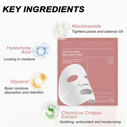 Bukamkom 8pcs Collagen Hydrogel Face Mask – Overnight Hydrating & Soothing Facial Mask for Glowing Skin