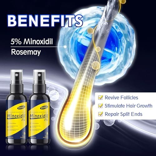 5% Minoxidil with Biotin for Women & Men – Hair Regrowth Spray, Beard & Mustache Growth, Improves Thinning Hair (4 FL OZ / 120 mL) - görsel 8