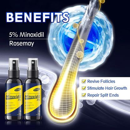 5% Minoxidil with Biotin for Women & Men – Hair Regrowth Spray, Beard & Mustache Growth, Improves Thinning Hair (4 FL OZ / 120 mL)