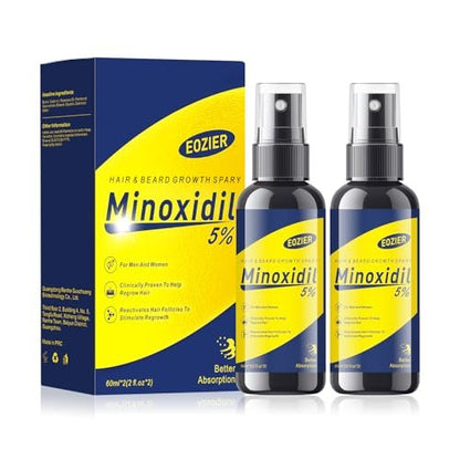 5% Minoxidil with Biotin for Women & Men – Hair Regrowth Spray, Beard & Mustache Growth, Improves Thinning Hair (4 FL OZ / 120 mL)