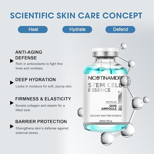 Stem Cell Serum for Face – 2-Pack Microneedling Serum Ampoule for Anti-Aging, Reduces Wrinkles & Scars, Hydrating Facial Serum for Use with or Without Micro Needling Avelisse