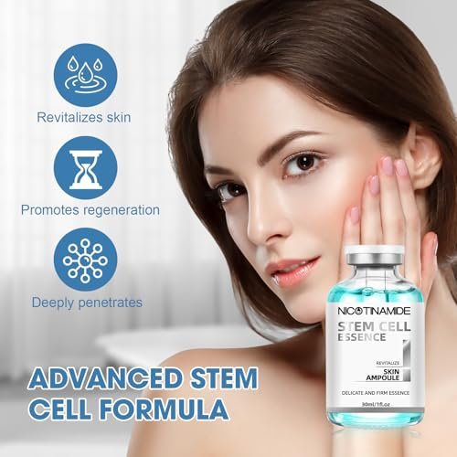 Stem Cell Serum for Face – 2-Pack Microneedling Serum Ampoule for Anti-Aging, Reduces Wrinkles & Scars, Hydrating Facial Serum for Use with or Without Micro Needling Avelisse