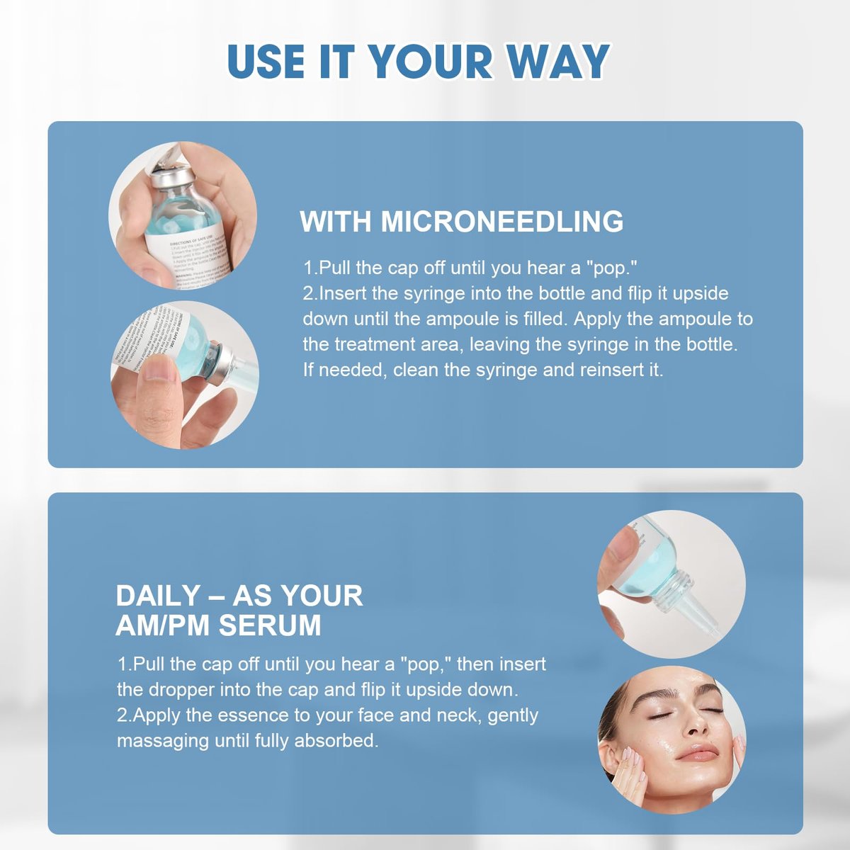 Stem Cell Serum for Face – 2-Pack Microneedling Serum Ampoule for Anti-Aging, Reduces Wrinkles & Scars, Hydrating Facial Serum for Use with or Without Micro Needling Avelisse