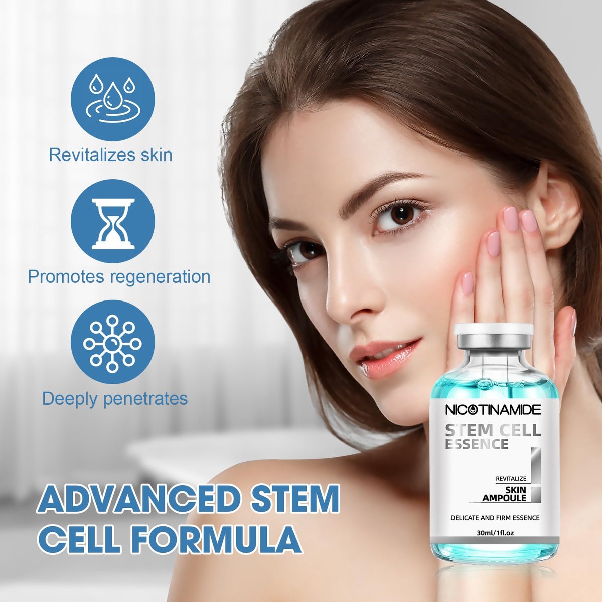 Stem Cell Serum for Face – 2-Pack Microneedling Serum Ampoule for Anti-Aging, Reduces Wrinkles & Scars, Hydrating Facial Serum for Use with or Without Micro Needling Avelisse