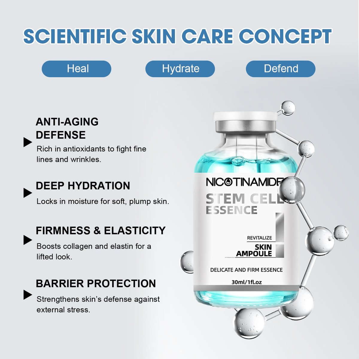 Stem Cell Serum for Face – 2-Pack Microneedling Serum Ampoule for Anti-Aging, Reduces Wrinkles & Scars, Hydrating Facial Serum for Use with or Without Micro Needling Avelisse